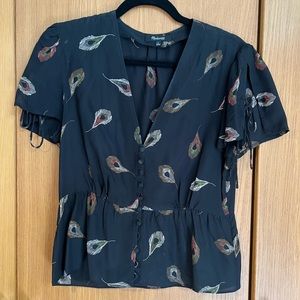 Madewell Top Peacock Feathers in Size 4